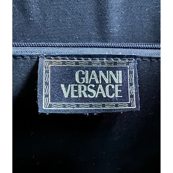 Gianni Versace Vintage Silver Medusa Tote Bag Black PU Leather - Picture 15 of 16